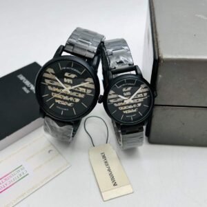 Armani Meccanico Matt Black Couples - Black Colour Watches | Buy Online at Best Price