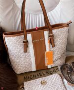 Michael Kors Signature Tote Combo Latest Edition – White and Brown - Accessories | Buy Online at Best Price
