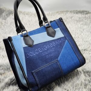 Dolce Gabbana Denim Tote Bag with Broad Belt