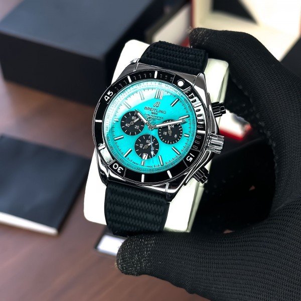 Breitling Blue Dial Chronograph Watch for Men