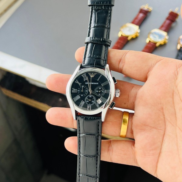 Emporio Armani Watch | Black Leather Strap