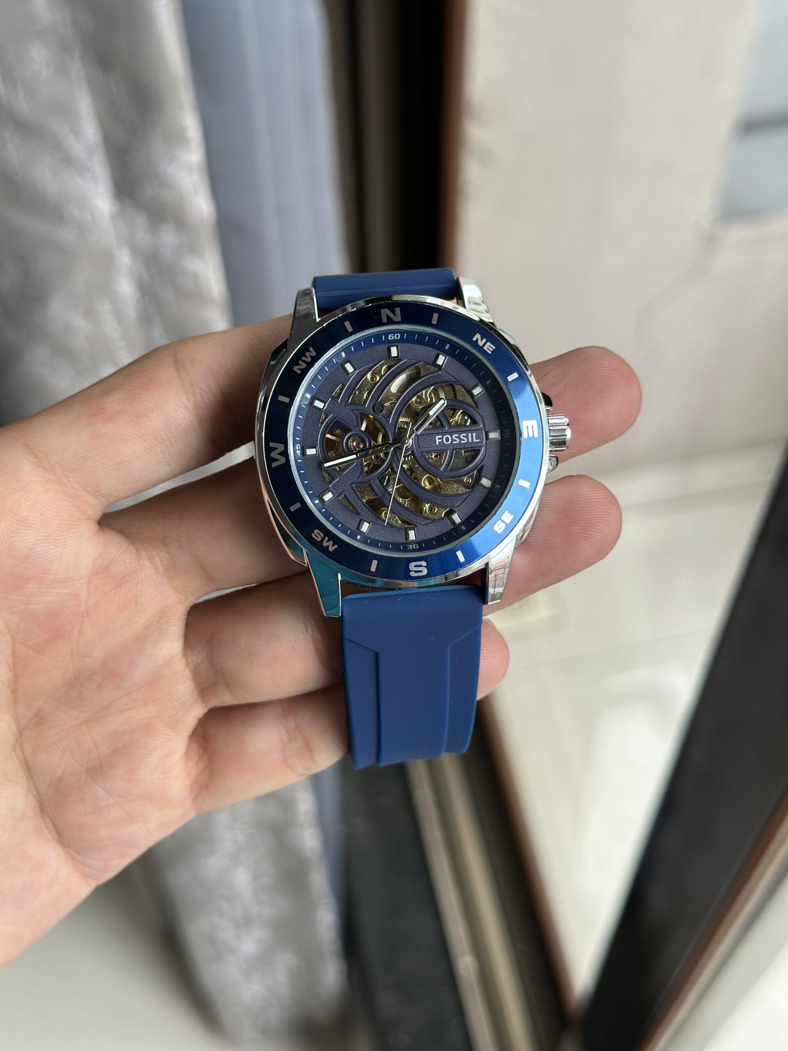 Fossil Skeleton Automatic First Copy Watch – Blue Strap