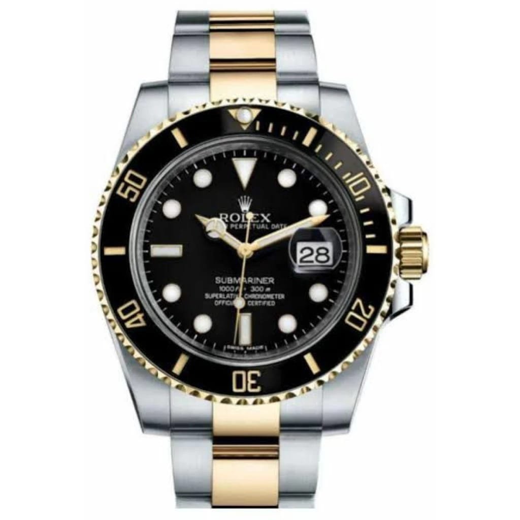 ROLEX Submariner Automatic Silver Gold Dial Metal Mens Watch for Man Dual Tone 116613LN Gift