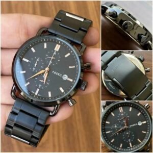 Fossil FS-666 Black Dail Rose gold Hands with Chornograph Date Stainless Steel Straps Men’s Watch for Man