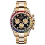 Rolex Watch Rainbow Diamond Gold Metal Mens Watch for Man RLX-Rainbow - Accessories | Buy Online at Best Price