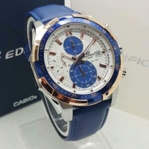 Casio Edifice Chronograph Blue White Men’s Leather Watch 539L-7CV