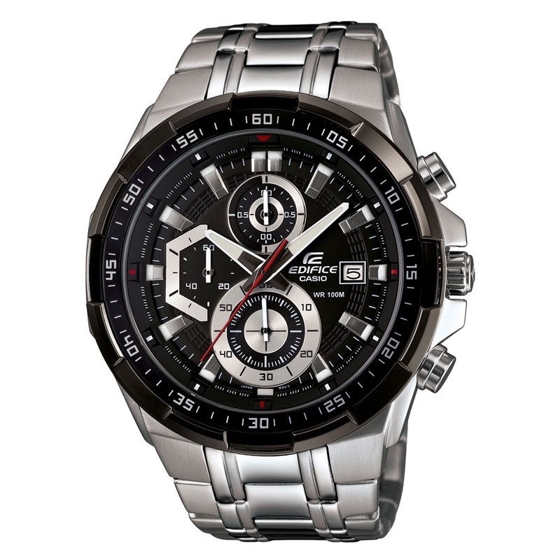 Casio Edifice Chronograph Black Dial Silver Strap Men’s Watch EFR 539D 1AVUDF