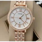 Fossil Rose Gold Strap Metal Diamond Strap Watch For Women’s ES-5776 Design White Dial For Girl Or Woman Best Gift Date Watch - Buy Online | Brandfasion