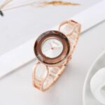 Gucci Gold Color Watch With White Dial With BRown Color Cristal Case Watch For Woman Or Girl Gold Strap Watch GC-6541 - Buy Online | Brandfasion