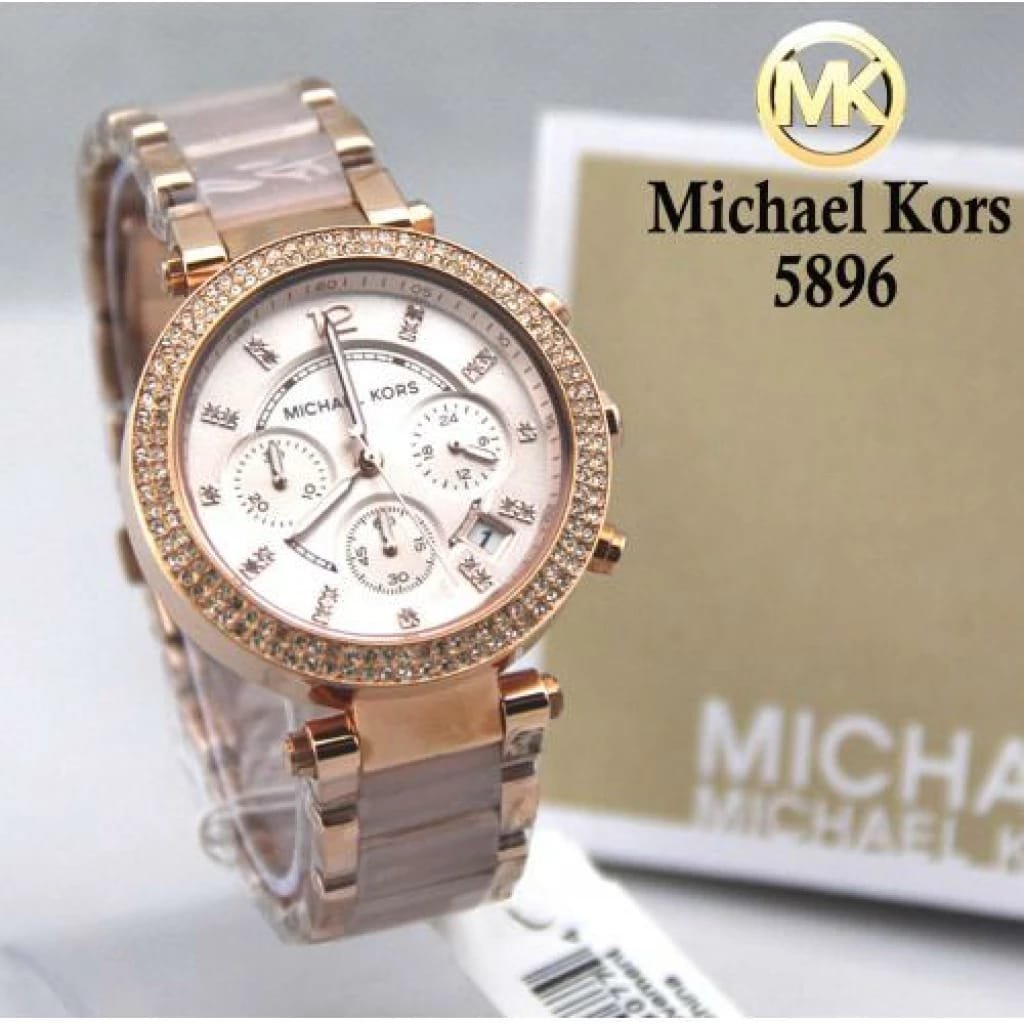 Michael kors Rose Gold Dial Women’s Watch For Girl Or Woman Mk5896 Two-Tone Strap Best Gift Watch