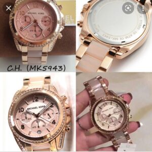 Michael Kors Chosmogragh Watch With Rose Gold Metal Case & Pink Dial Dated Multicolor Strap Watch For Women’s Design For Girl Or Woman Best Gift Date Watch- MK-5943
