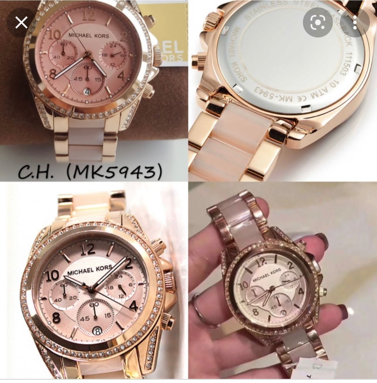 Michael Kors Chosmogragh Watch With Rose Gold Metal Case & Pink Dial Dated Multicolor Strap Watch For Women’s Design For Girl Or Woman Best Gift Date Watch- MK-5943