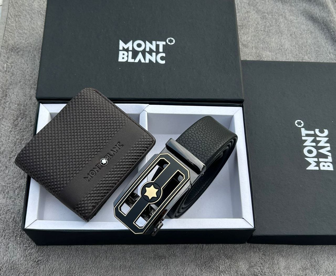 Mont Blanc Auto Lock Belt and Wallet Gift Set