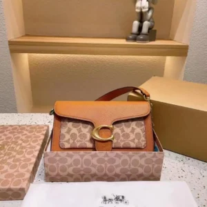 Coach Plaque Apricot Tan Shoulder Bag