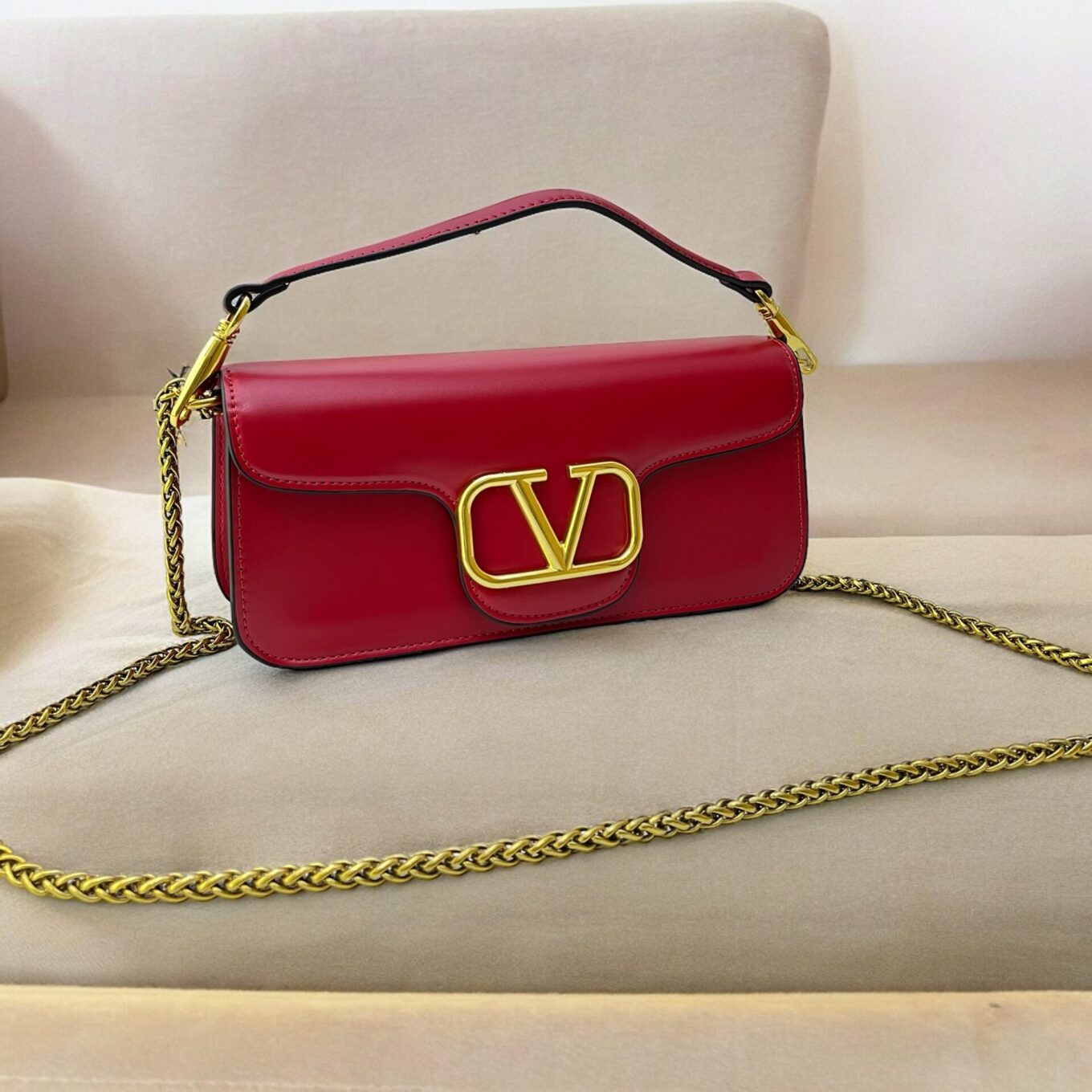 Valentino Loco Wine Shoulder Bag (With Box)