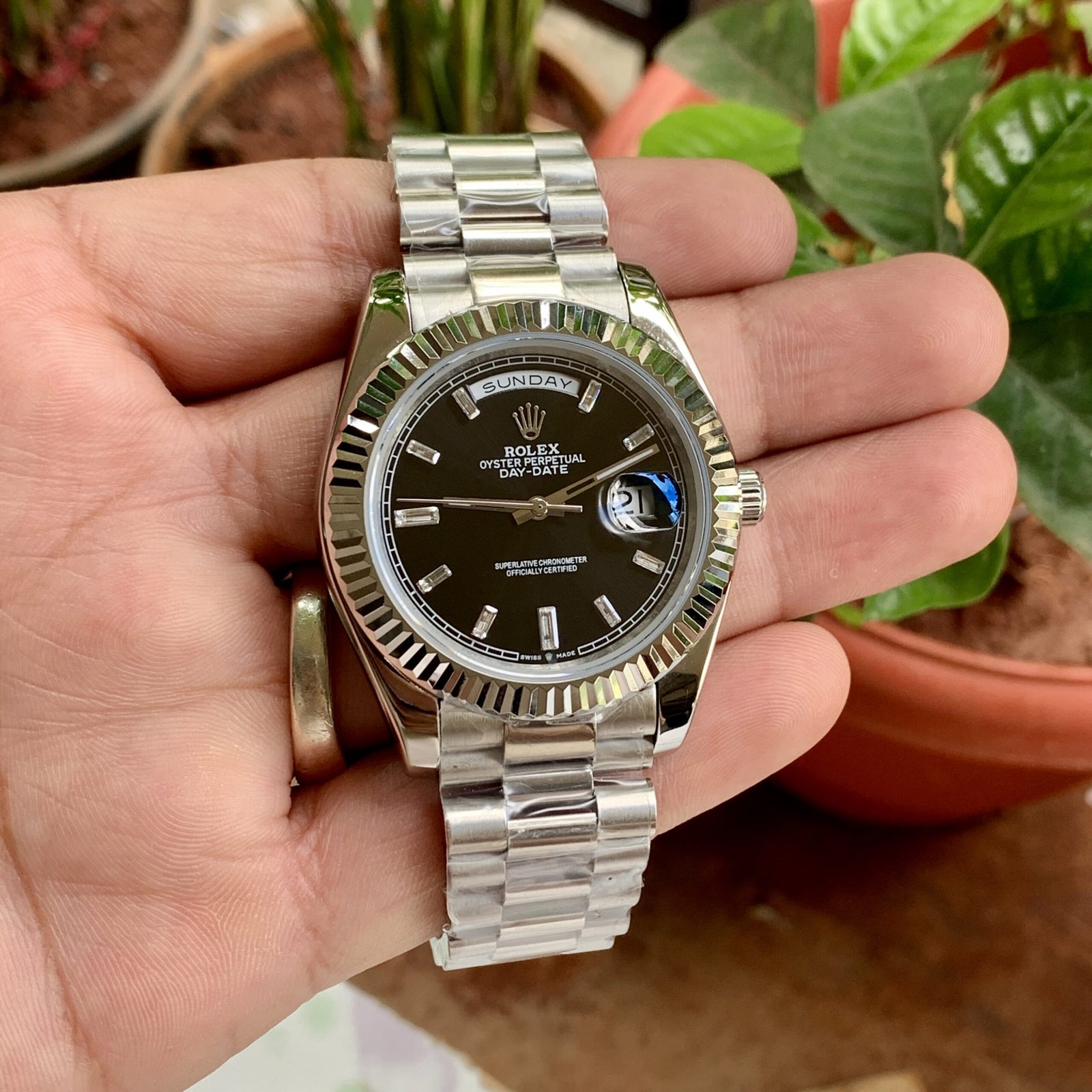 Rolex Day-Date Black Dial Semi ETA 3255
