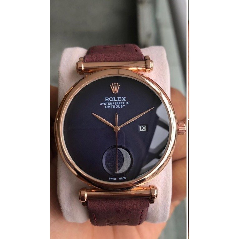 Premium Men Rolex Watch, Leather Strap (SG23)