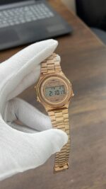 Round Casio Vintage Watch for Men (Gold)