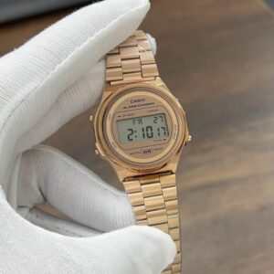 Round Casio Vintage Watch for Men (Gold)