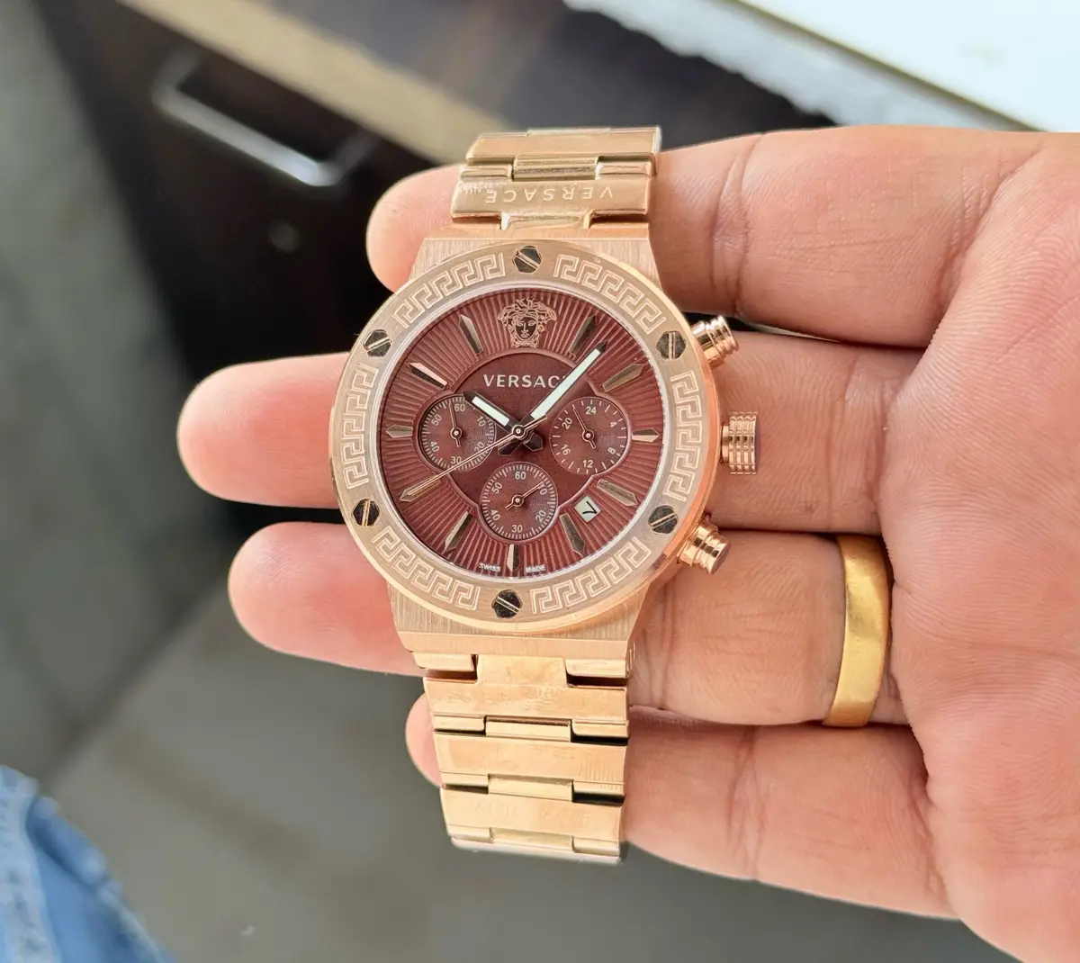 Versace Greca Rose Gold First Copy – Premium Chronograph for Men