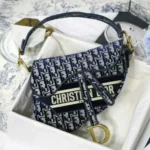 Dior Oblique Deep Blue Canvas Saddle Bag (With Box) - Accessories | Buy Online at Best Price