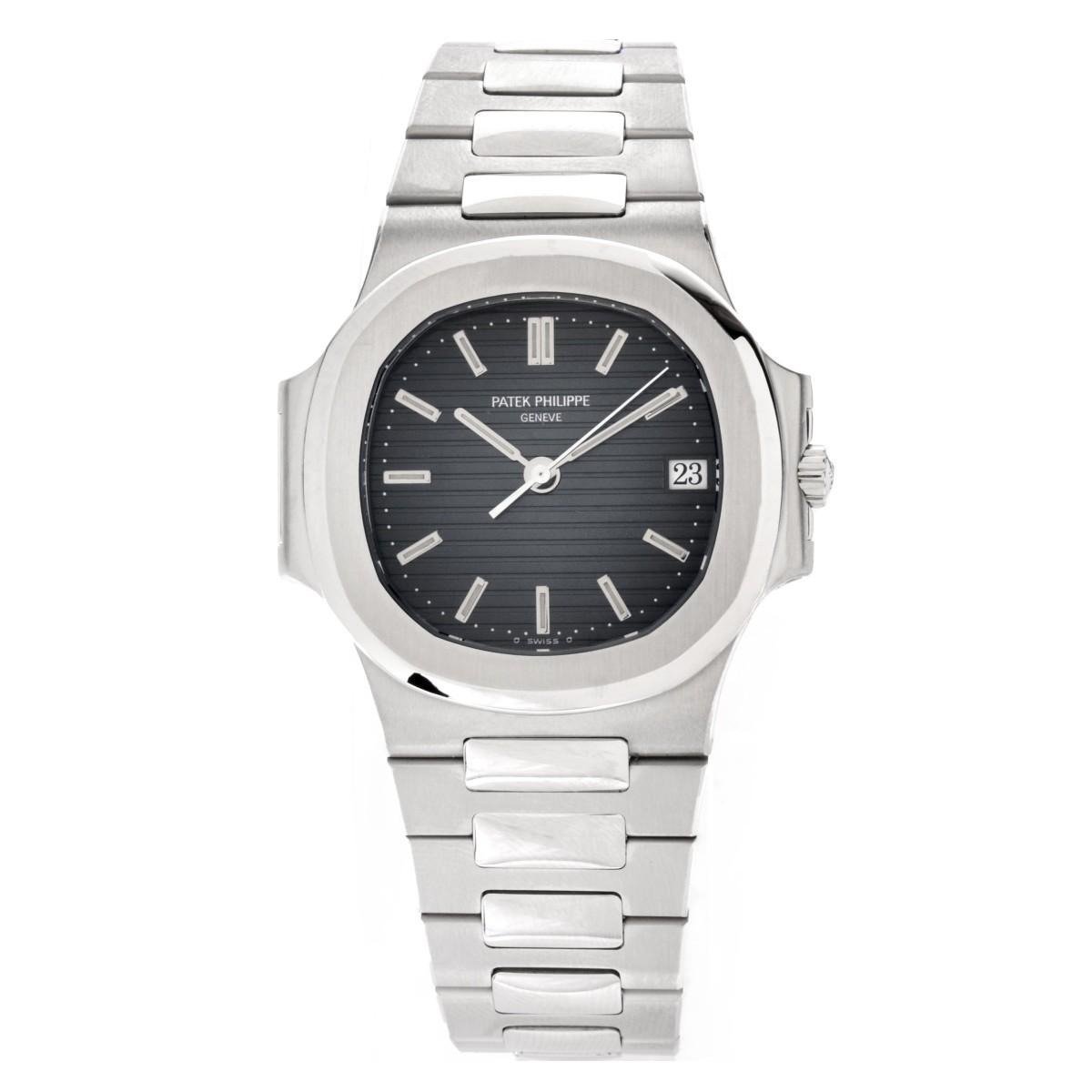 Patek Philippe Nautilus Mad Watch Quartz Movement Black Dial Silver Strap Dated Watch For Men’s-Best Men’s Collection PK-3800