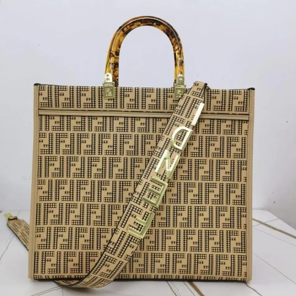 Fendi Roma Sunshine Apricot FF Glazed Tote Bag