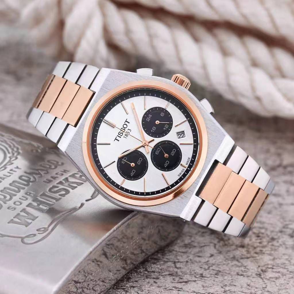 Tissot Watch Stainless Steel Rose Gold Chronograph Watch For Men (SG45)