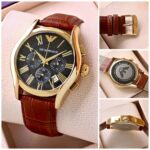 Emporio Armani Leather Stainless Gold Chronograph Working Watch For Men (SG54) - Accessories | Buy Online at Best Price