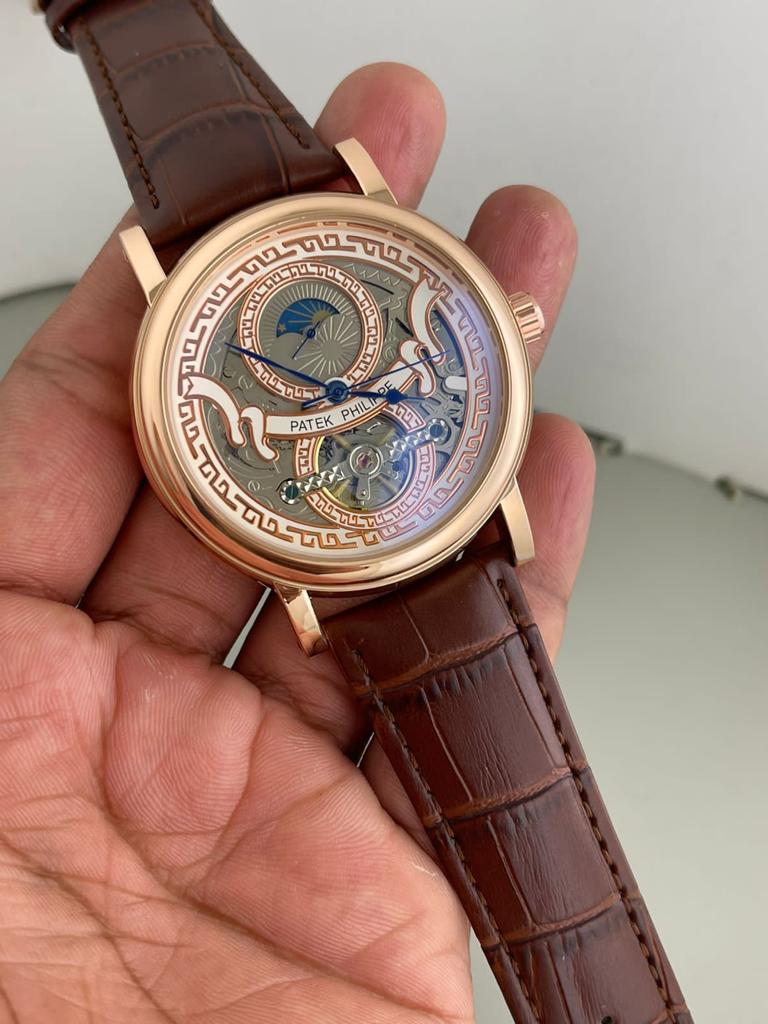 Patek Philippe Watch Leather Automatic Tourbillon Leather Belt Watch (KDB-8)