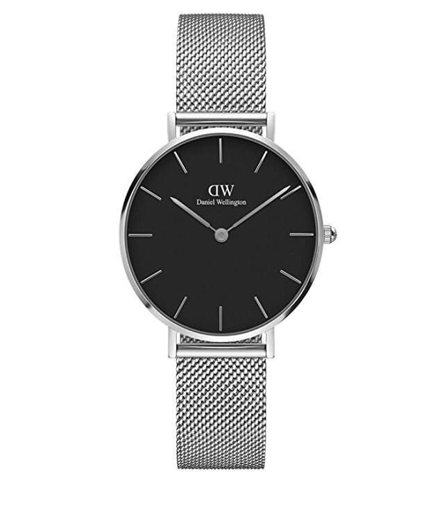 Iconic Silver Strap and Black Dial Daniel Wellington Watch For Men (AS-48)