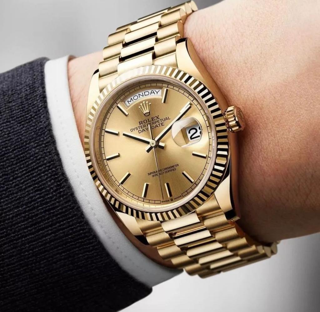 Rolex Day Date Watch : New 2.0 Rolex Day-Date Stainless Steel “Automatic” Gold Watch For Men (SG277)