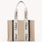 Chloe Woody Canvas Beige Black Large Tote - Accessories | Buy Online at Best Price