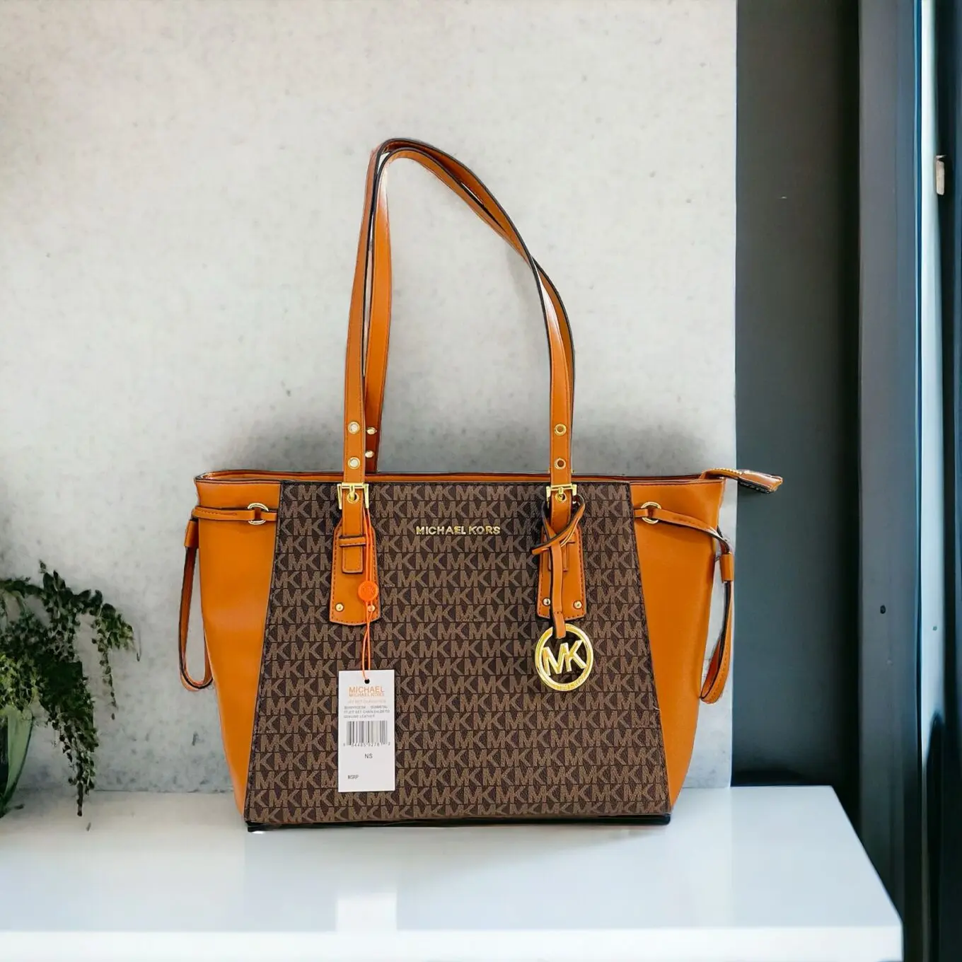 Michael Kors Voyager Coffee Brown Monogram Tote Bag
