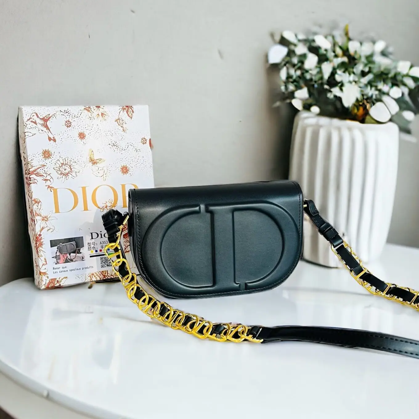 Christian Dior CD Black Sling Bag (With Box)