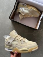 Branded Air Retro 4 Cream Sneakers - 7a first copy shoes | Buy Online at Best Price