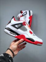 Branded Jordan Retro 4 (White & Red) - 7a first copy shoes | Buy Online at Best Price
