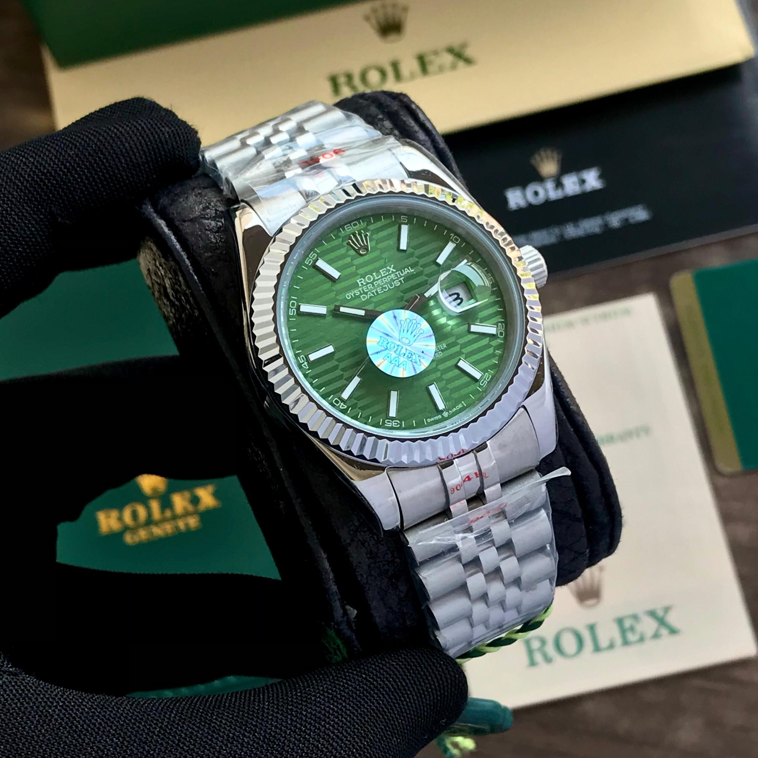 Rolex Day Date Motif Green Dial Watch