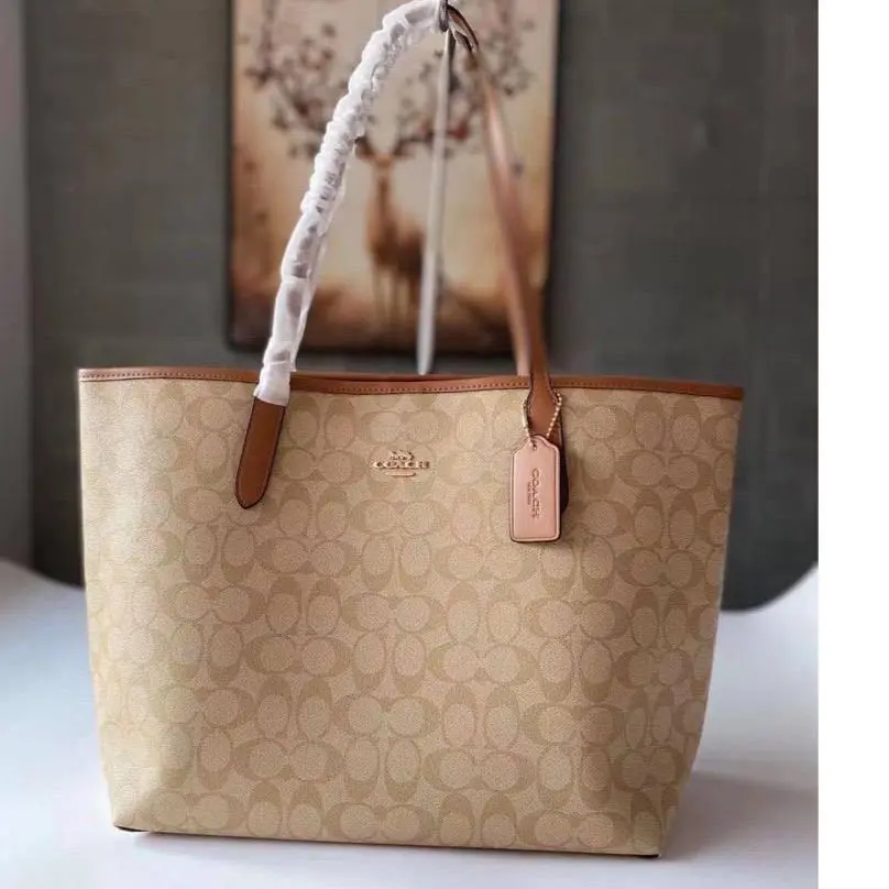 Coach Apricot Brown City Tote Bag (With Box)
