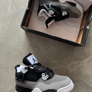 Jordan Retro 4 Shoes for Girls – Black & Gray