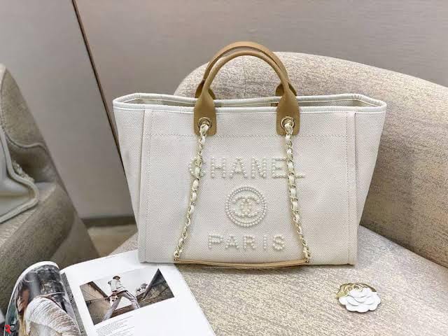 First Copy Bags High Quality Replica 7A Chanel Deauville Large Size Tote 40cms with Pearls
