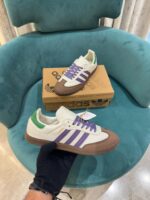First Copy Shoes Adidas Originals SAMBA OG OFF WHITE/PURPLE/GREEN - 7a first copy shoes | Buy Online at Best Price
