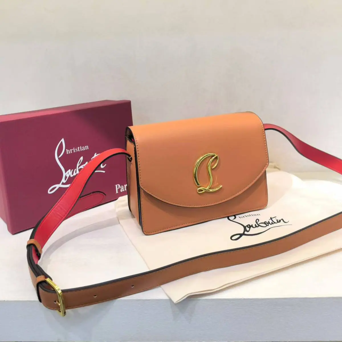 Christian Louboutin Loubi54 Brown Sling Bag (With Box)