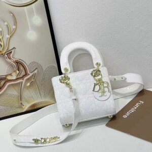 Lady Dior White Patent Small Handbag (With Box)