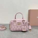 Miu Miu Arcadie Matlasse Nappa Pink Bowling Bag (With Box) - Accessories | Buy Online at Best Price
