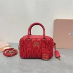 Miu Miu Arcadie Matlasse Nappa Red Bowling Bag (With Box) - Accessories | Buy Online at Best Price