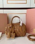 Miu Miu Arcadie Matlasse Nappa Brown Bowling Bag (With Box) - Accessories | Buy Online at Best Price