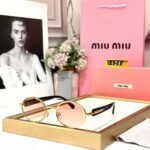 Miu Miu Gold Round Pink Sunglasses for Women - Accessories | Buy Online at Best Price