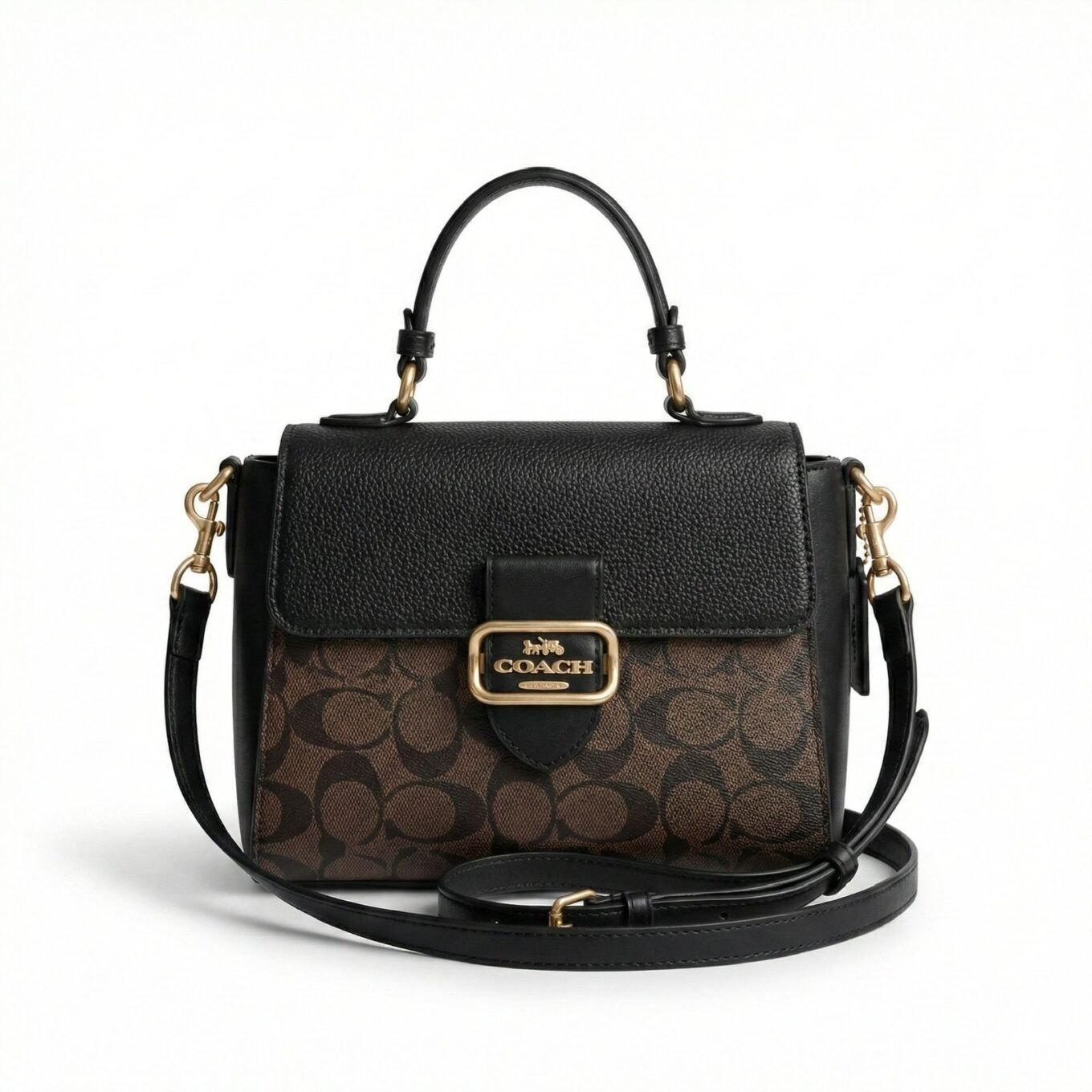 Coach Morgan Top Handle Coffee Black Handbag (With Box)