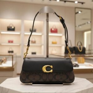 Coach Jet Coffee Black Shoulder Bag (With Box)